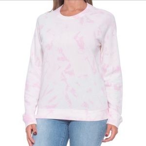 lucky brand women’s pink tie dye pull over crew neck sweatshirt